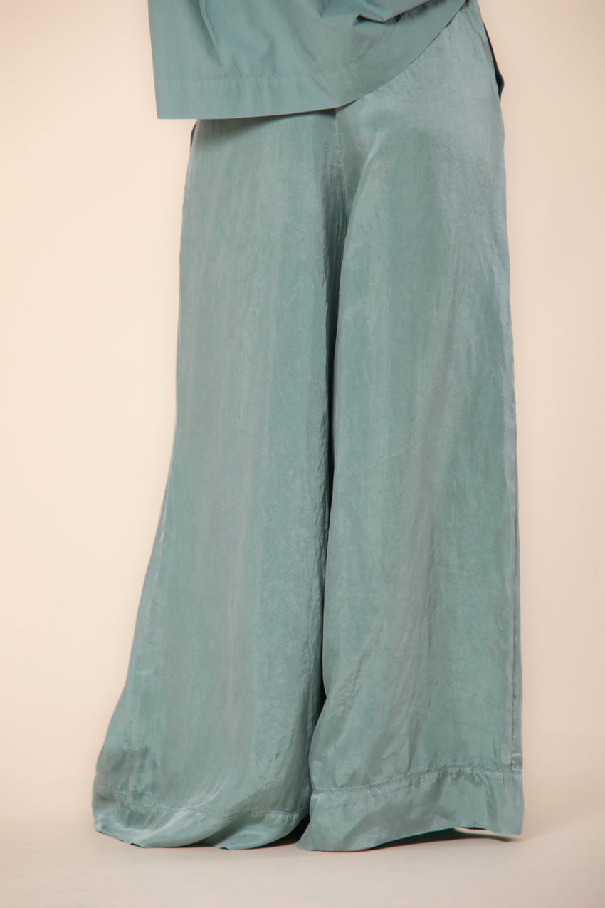 Image 5 de pantalon chino femme en modal, modèle Portofino, couleur vert menthe de Mason's.