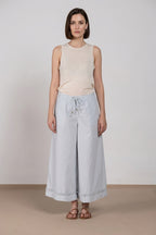 Portofino Cropped pantalon chino jogger femme en popeline wide leg