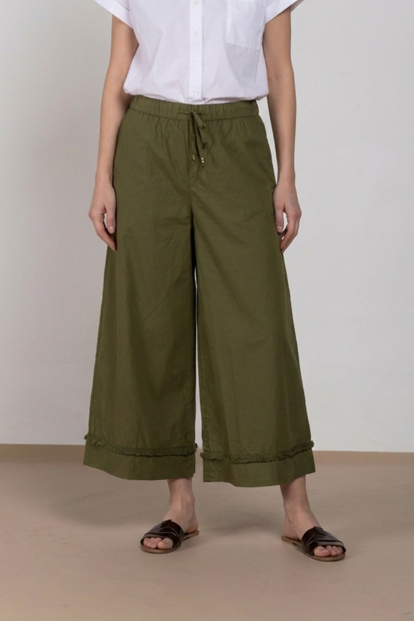 Portofino Cropped pantalón chino jogger mujer en popelín wide leg