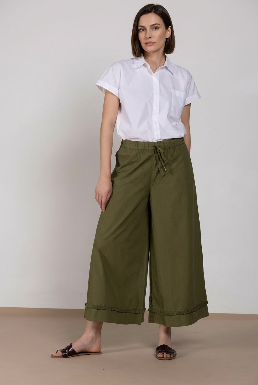 Portofino Cropped pantalón chino jogger mujer en popelín wide leg