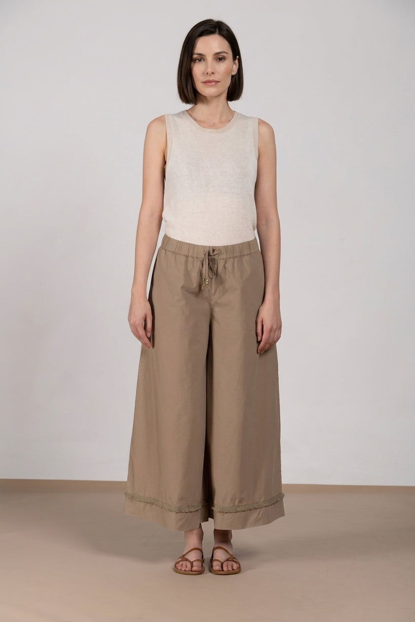 Portofino Cropped pantalón chino jogger mujer en popelín wide leg