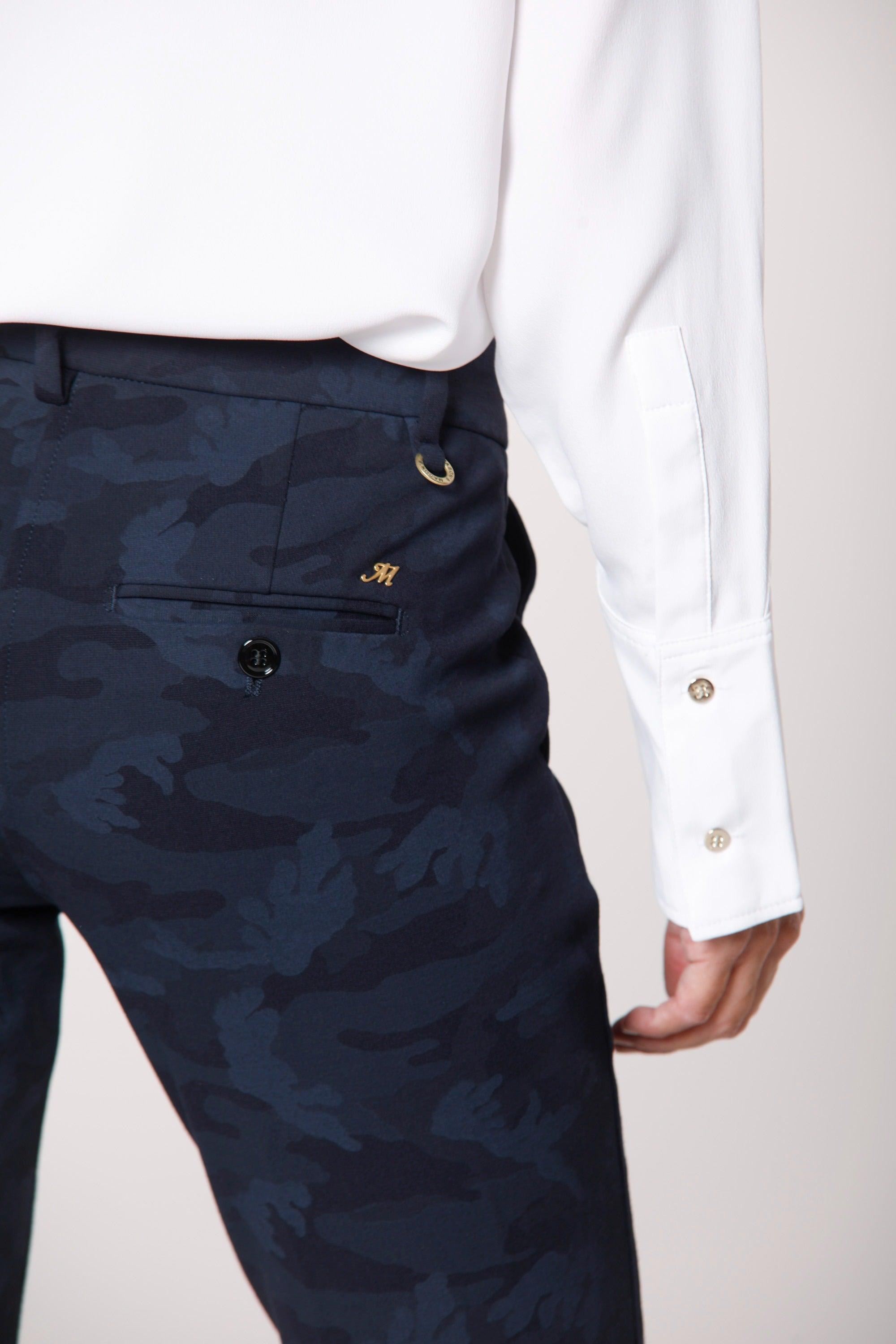 immagine 4 di pantalone chino donna in jersey con pattern camouflage colore blu  modello New York Slim di Mason's