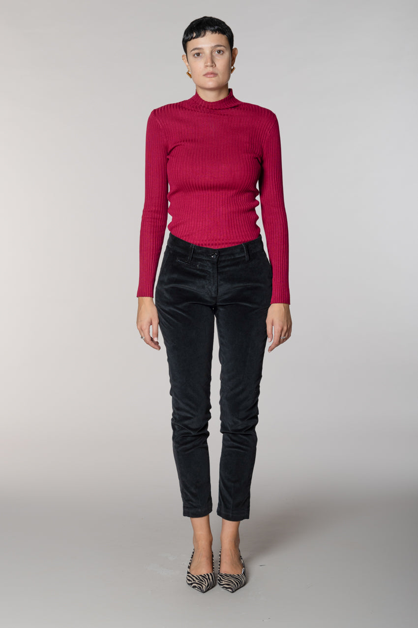 New York Slim pantalón chino mujer en pana slim fit