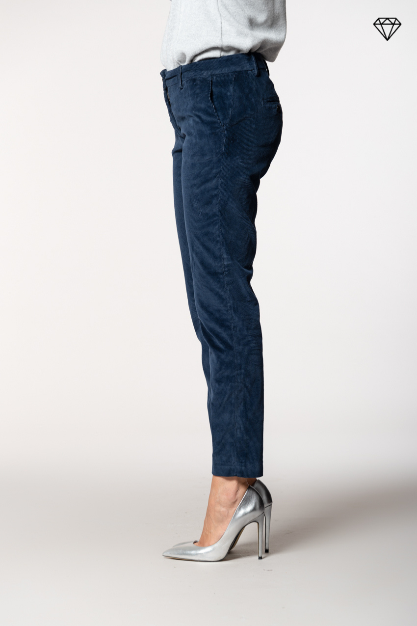 New York Slim pantalone chino donna in velluto a coste slim fit ①