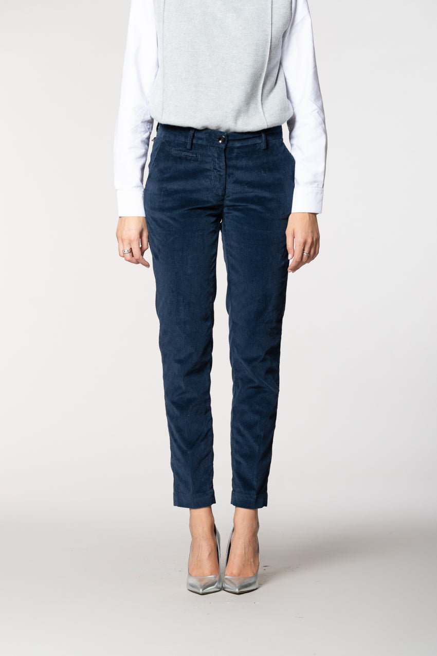 New York Slim pantalón chino mujer en pana slim fit