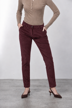 New York Slim pantalone chino donna in velluto a costa grande slim fit ①