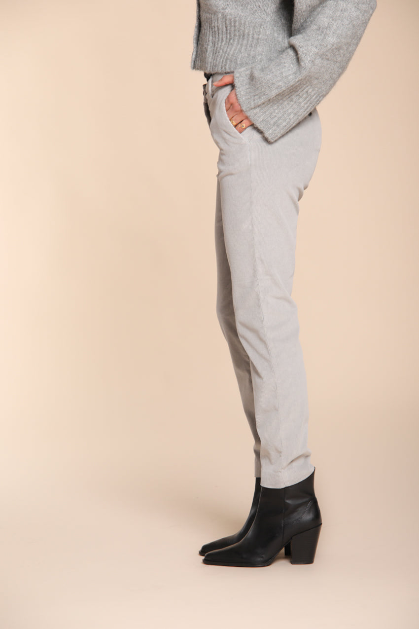 New York Slim pantalone chino donna in velluto a coste slim fit