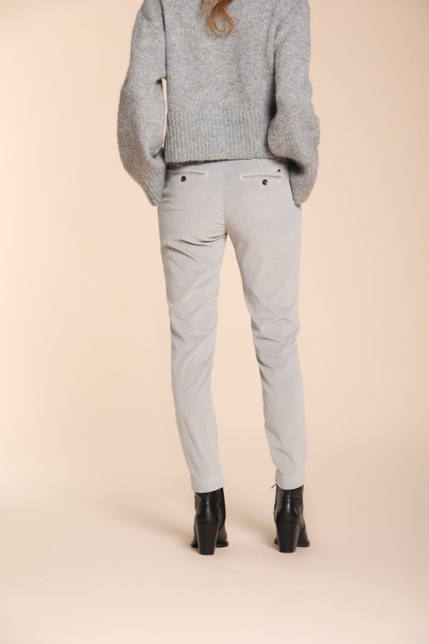 New York Slim pantalone chino donna in velluto a coste slim fit