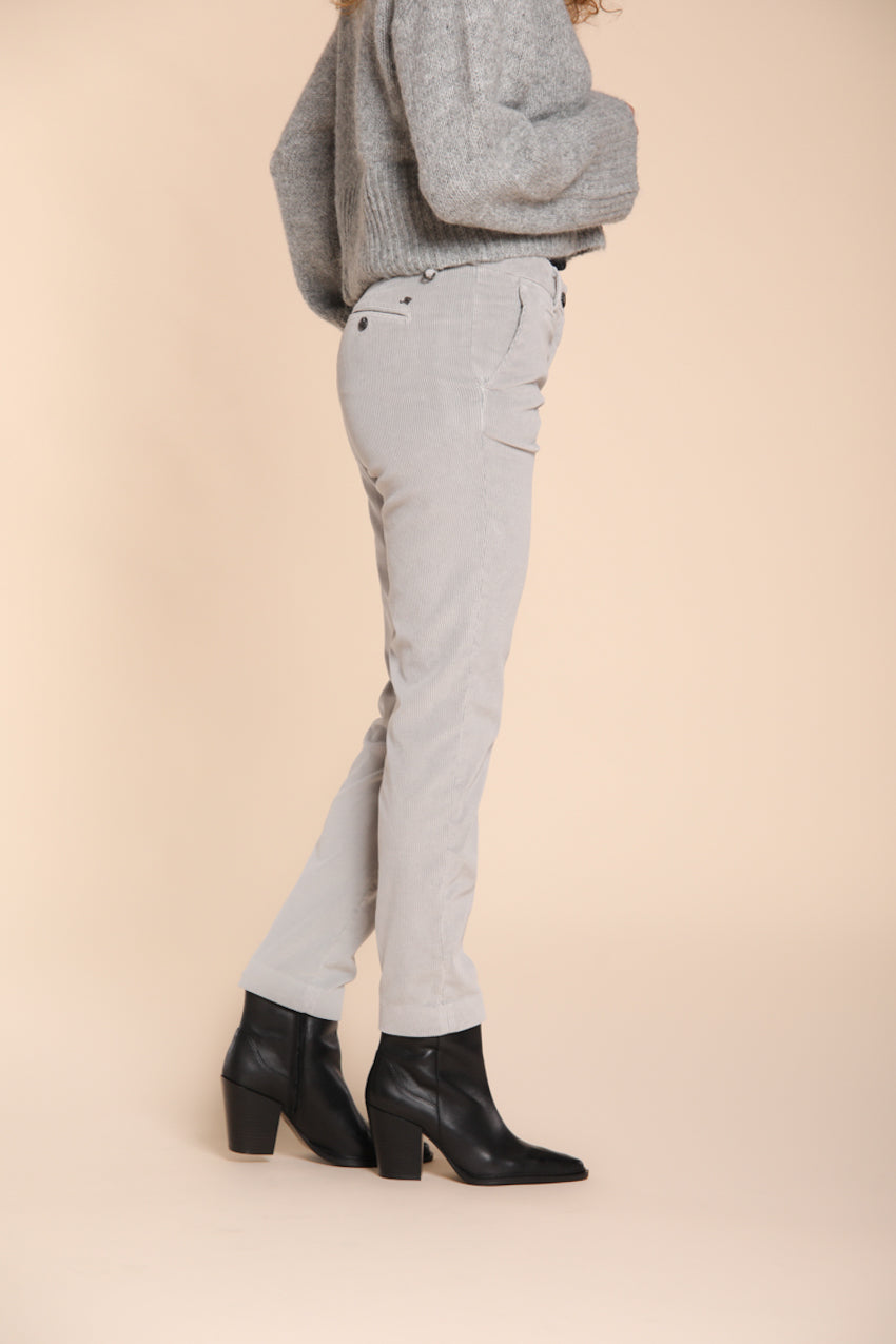New York Slim pantalone chino donna in velluto a coste slim fit