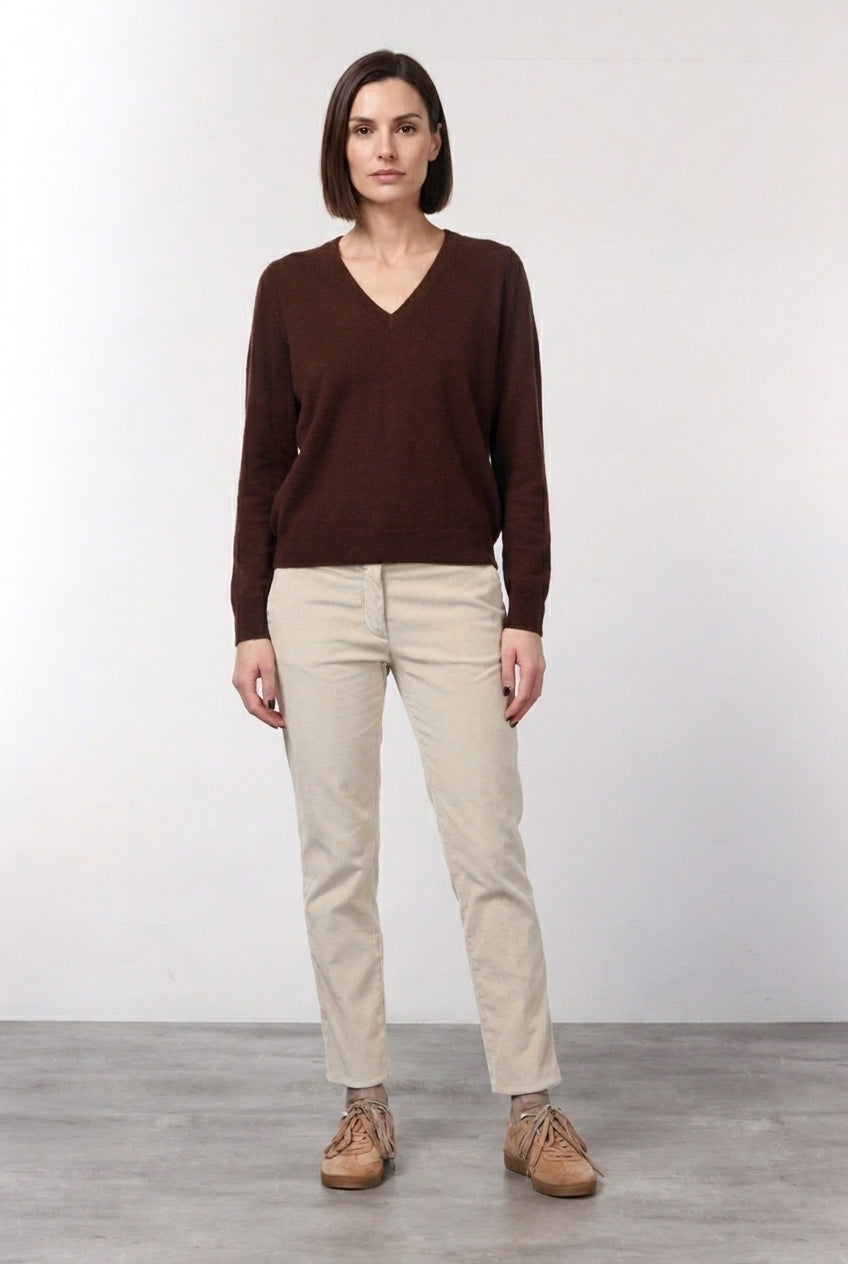 New York Slim pantalone chino donna in velluto a costa grande slim fit ①