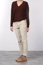 New York Slim pantalone chino donna in velluto a costa grande slim fit ①