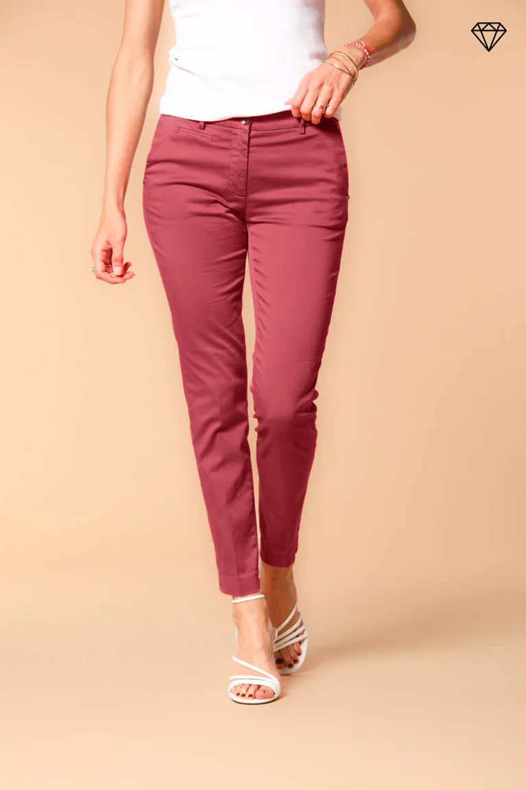 New York Slim women's chino trousers in stretch satin slim fit ①