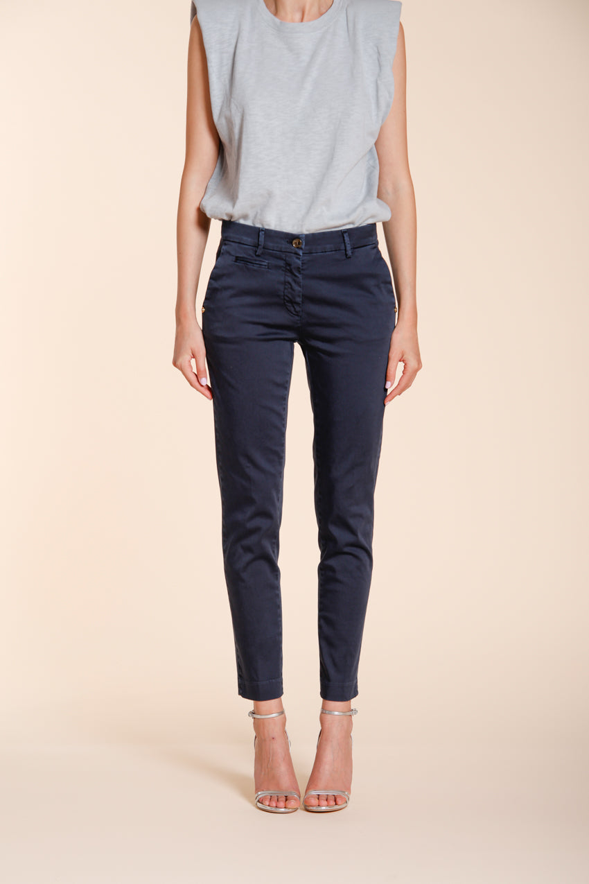 New York Slim pantalón chino mujer en raso stretch slim fit ①