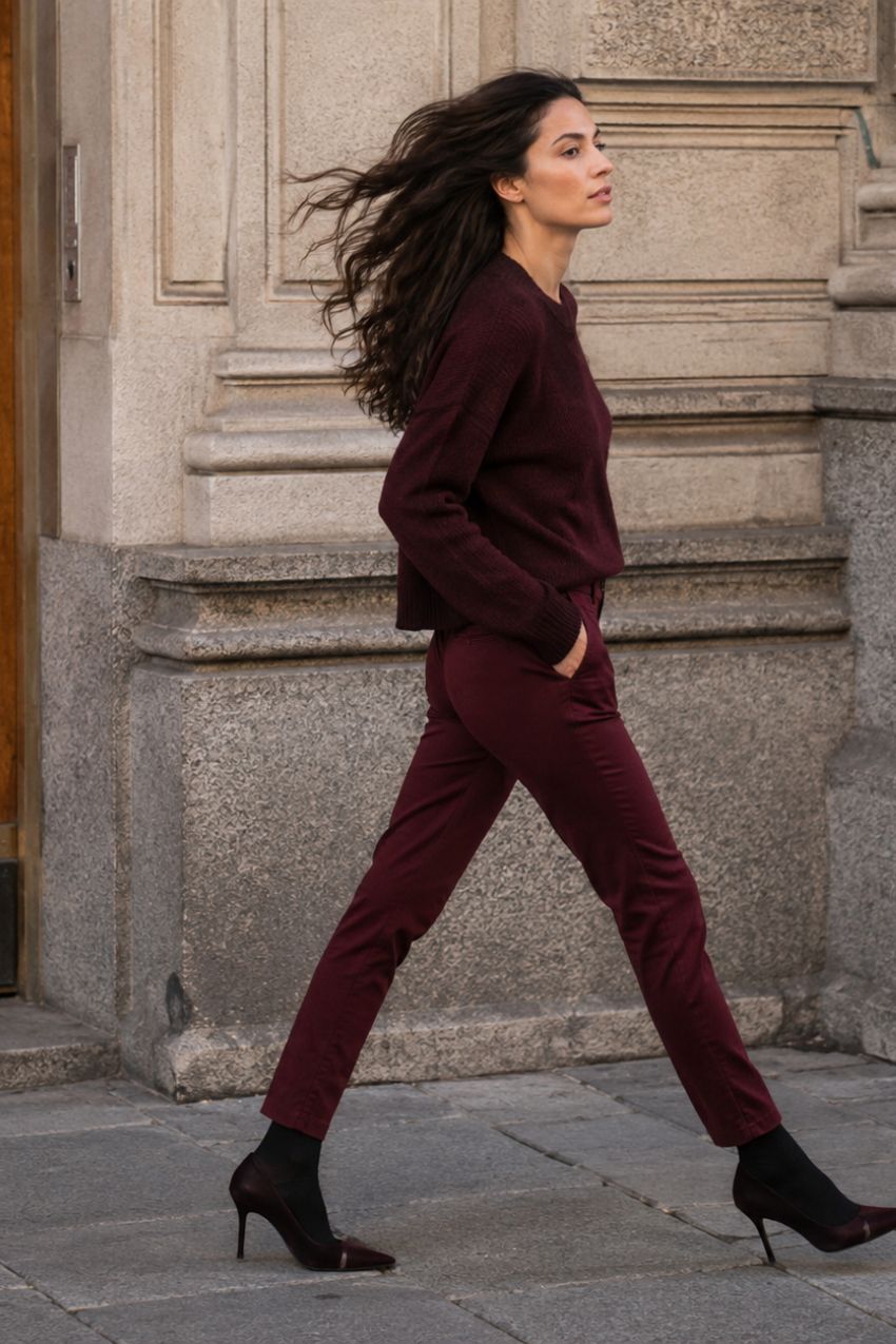 New York Slim Chinohose für Damen aus Satin mit slim fit ①