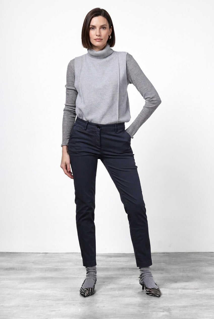 New York Slim Chinohose für Damen aus Satin mit slim fit ①