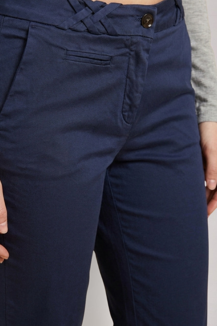 New York Trumpet pantalone chino donna in raso stretch slim fit