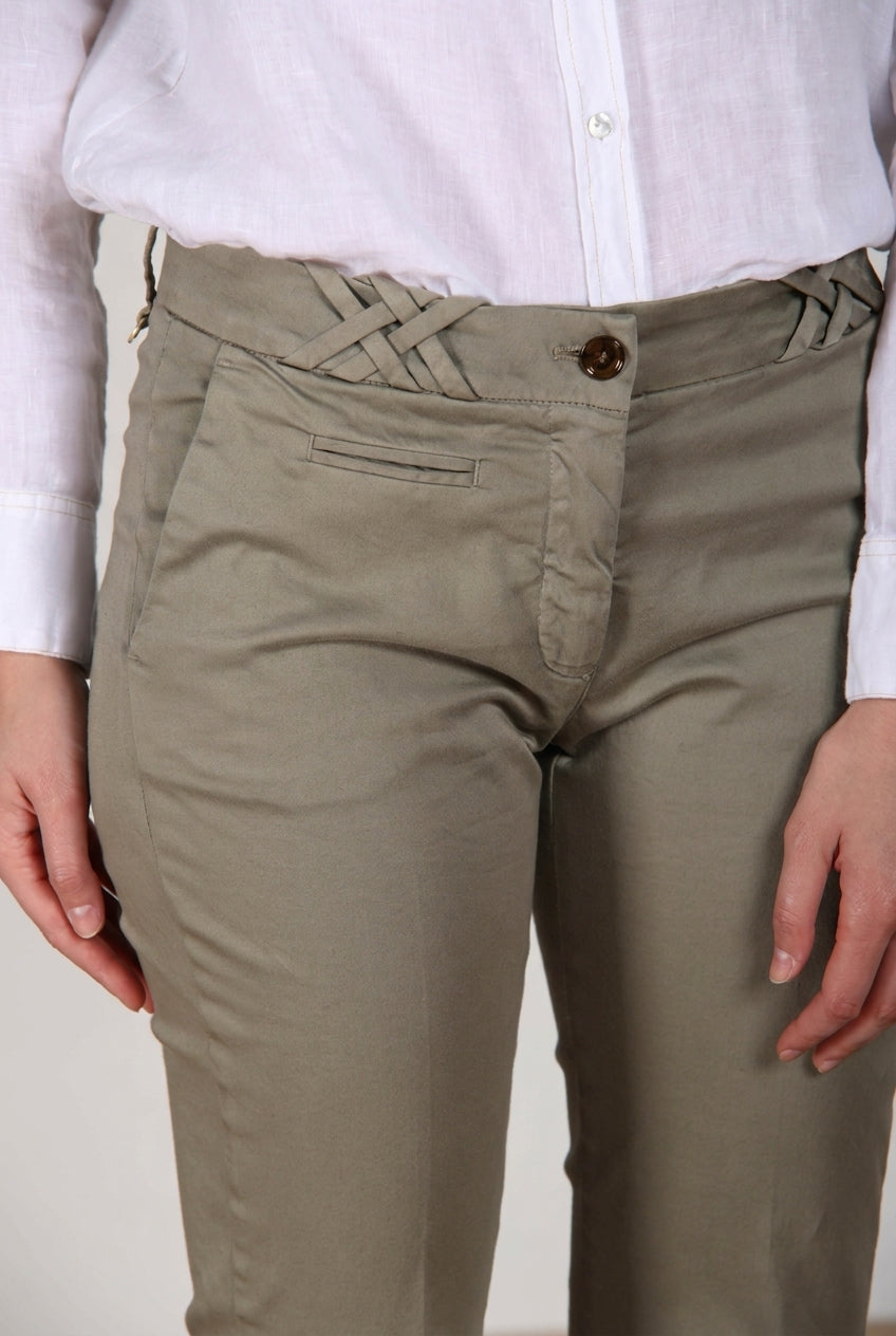 New York Trumpet pantalone chino donna in raso stretch slim fit