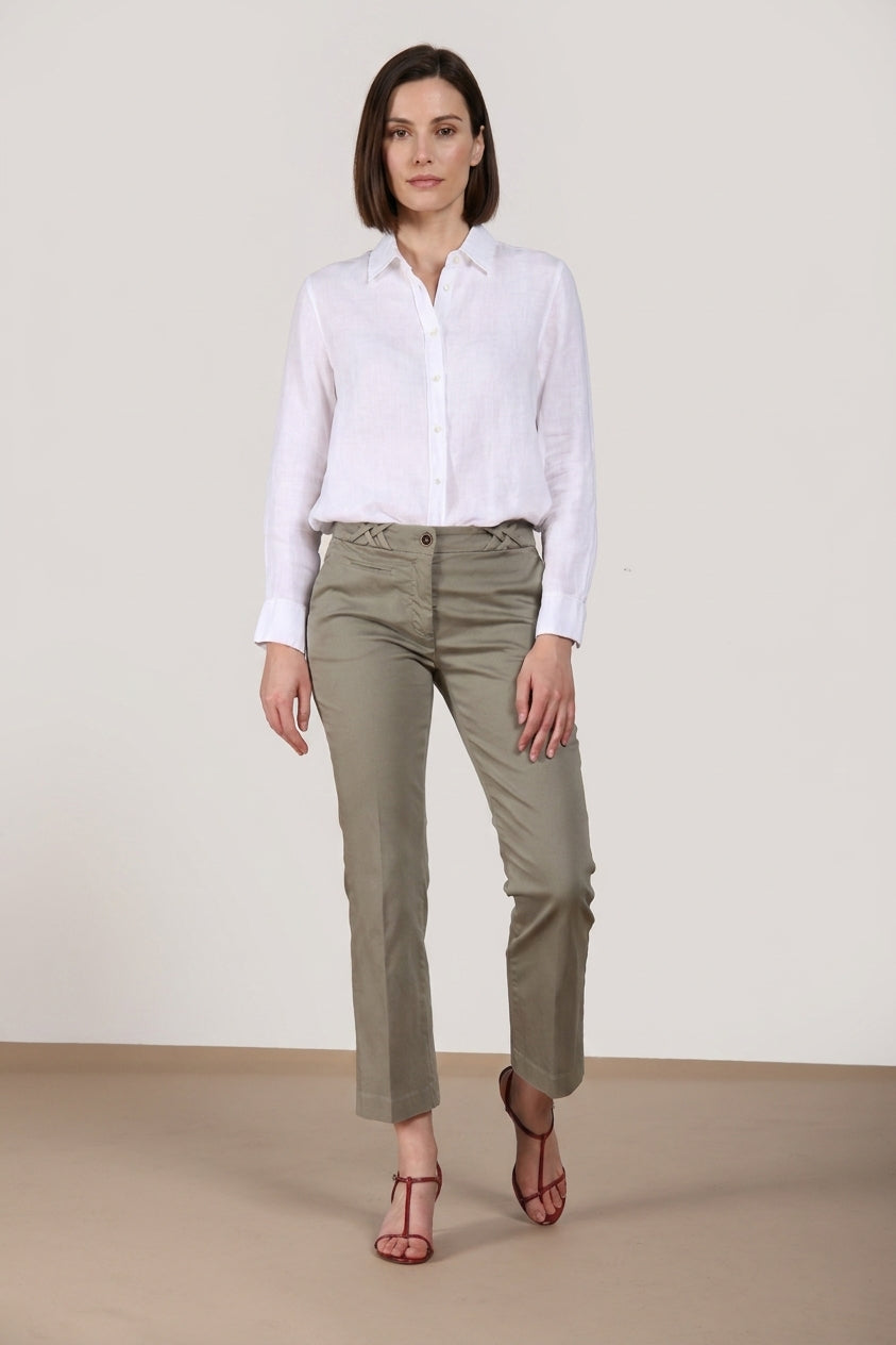 New York Trumpet pantalone chino donna in raso stretch slim fit