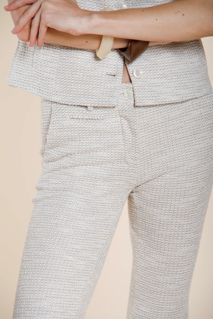 New York Trumpet Hose Chino Damen aus Jersey Reiskornmuster slim fit