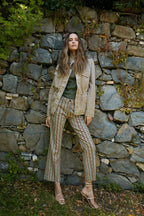 New York Trumpet pantalone chino donna in piquet con stampa slim fit