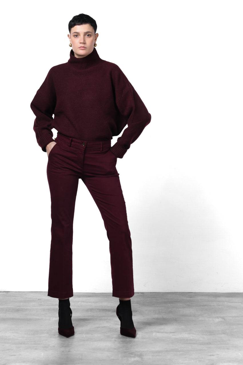 New York Trumpet pantalone chino donna in gabardina slim fit ①