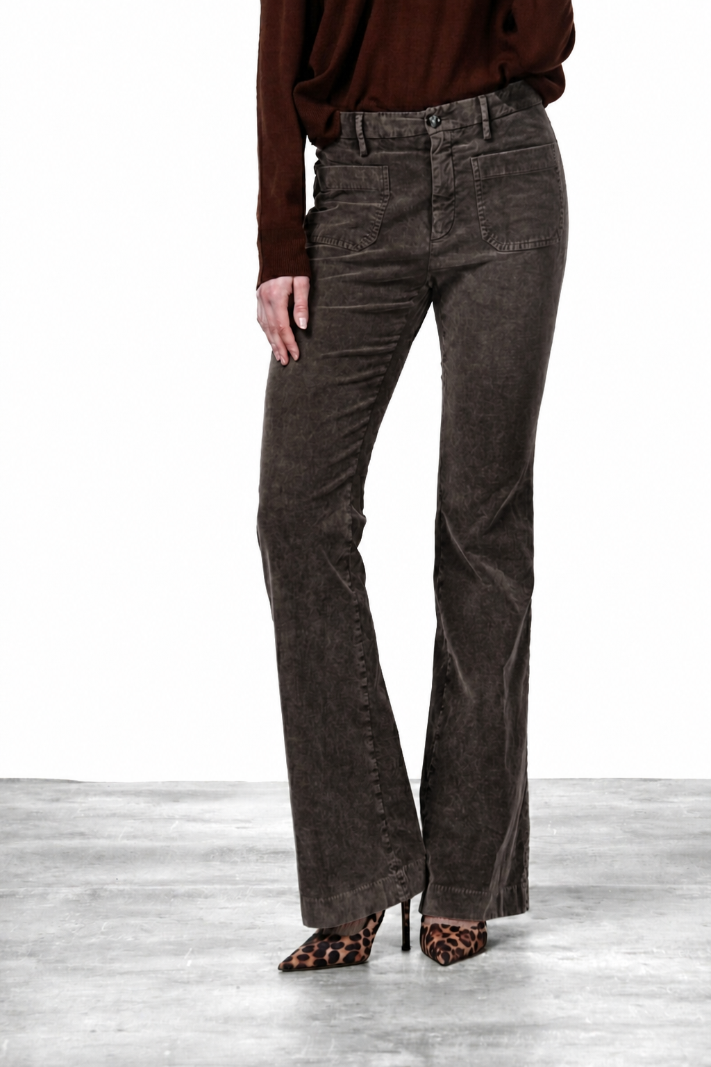 New York Flare pantalón chino de mujer en terciopelo 1000 rayas slim fit
