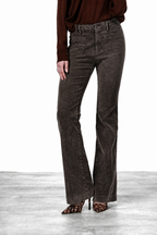 New York Flare pantalón chino de mujer en terciopelo 1000 rayas slim fit
