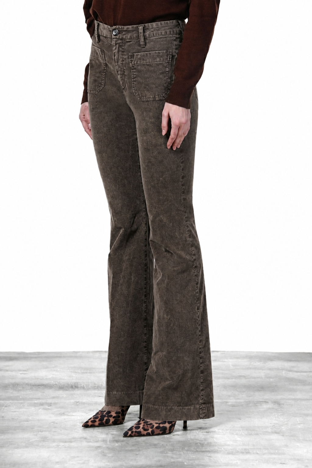 New York Flare pantalón chino de mujer en terciopelo 1000 rayas slim fit
