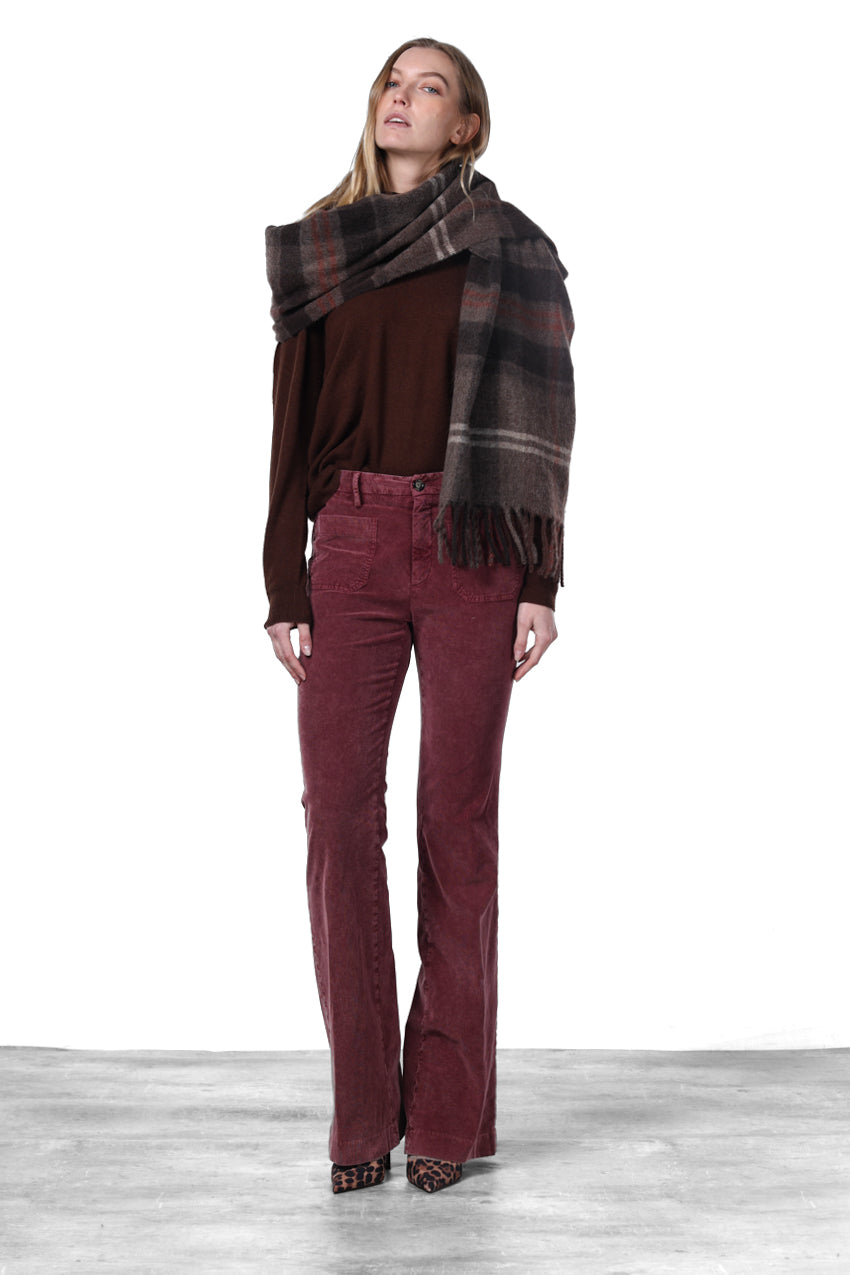 New York Flare pantalone chino donna in velluto 1000 righe slim fit