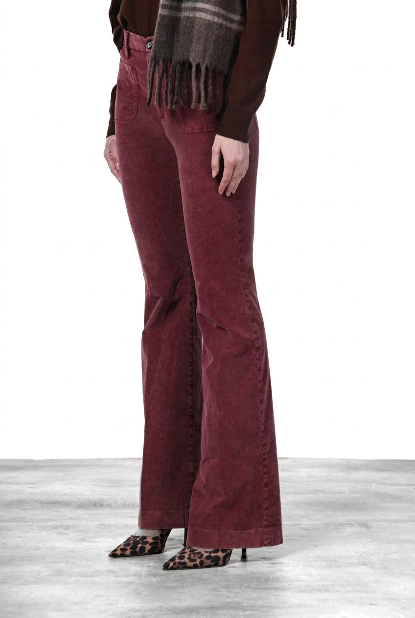 New York Flare pantalone chino donna in velluto 1000 righe slim fit
