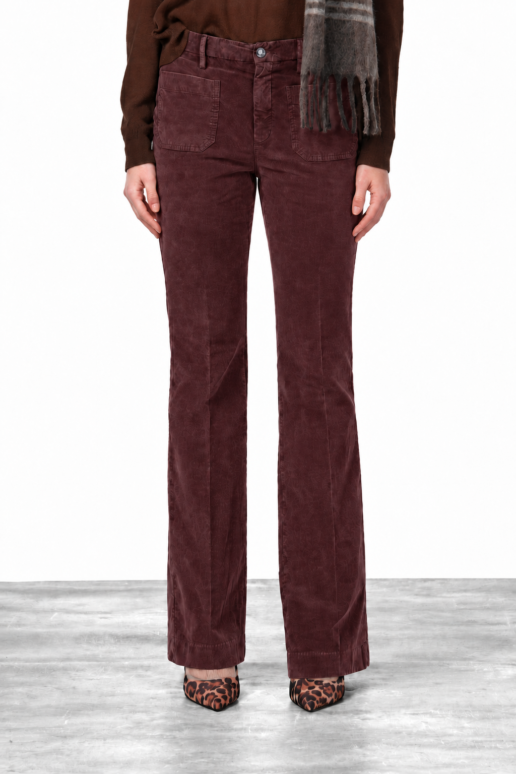 New York Flare pantalón chino de mujer en terciopelo 1000 rayas slim fit
