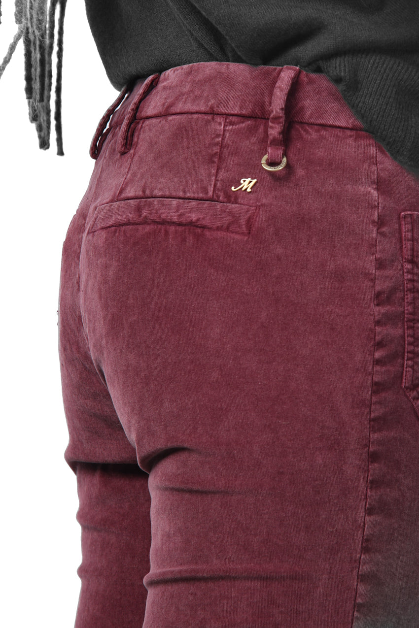 New York Flare pantalone chino donna in velluto 1000 righe slim fit