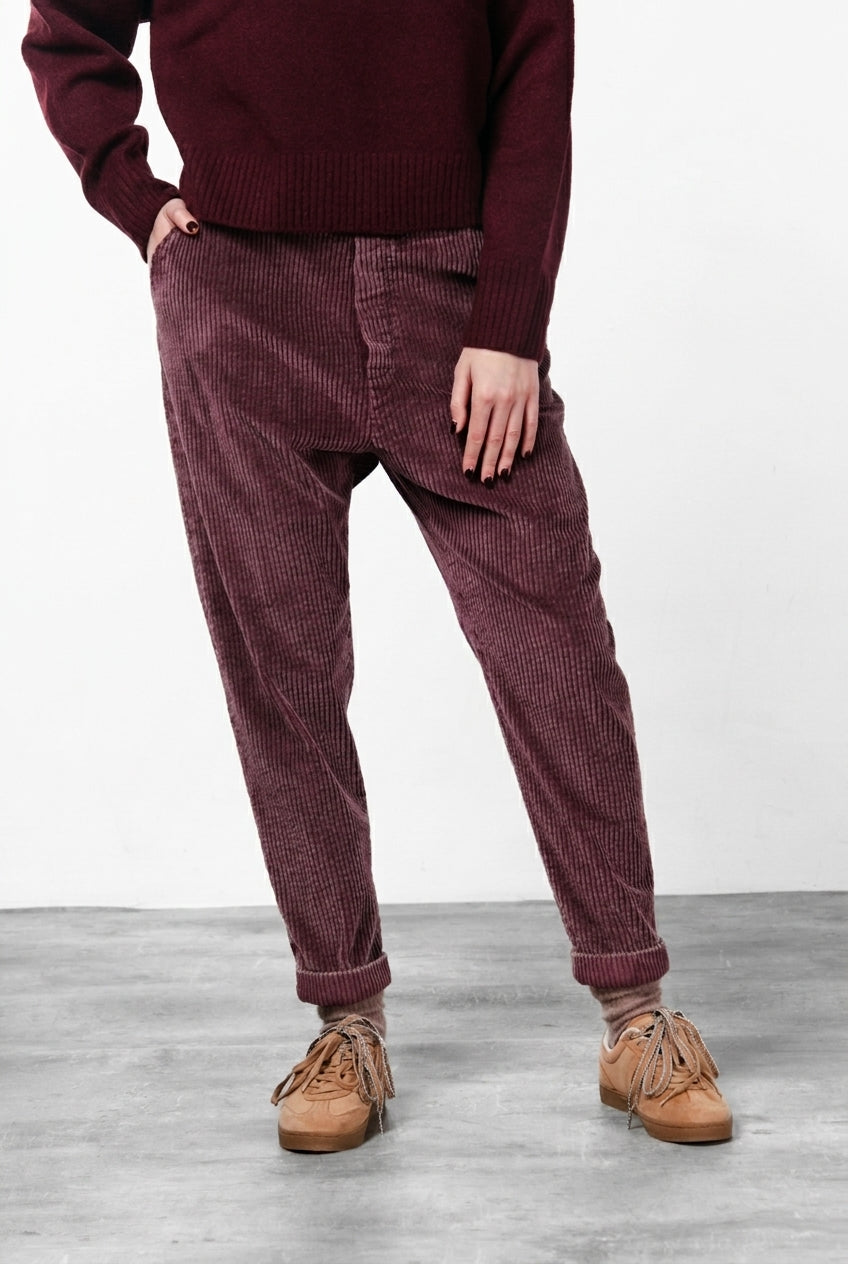 Malibu Jogger City pantalone chino donna in velluto a costa larga relaxed fit