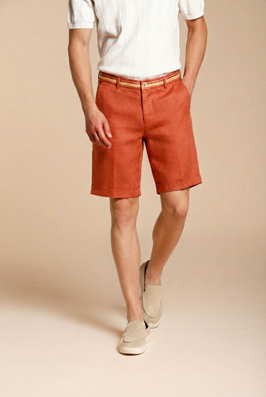 Torino Oxford bermuda chino hombre en twill de lino y algodón slim fit