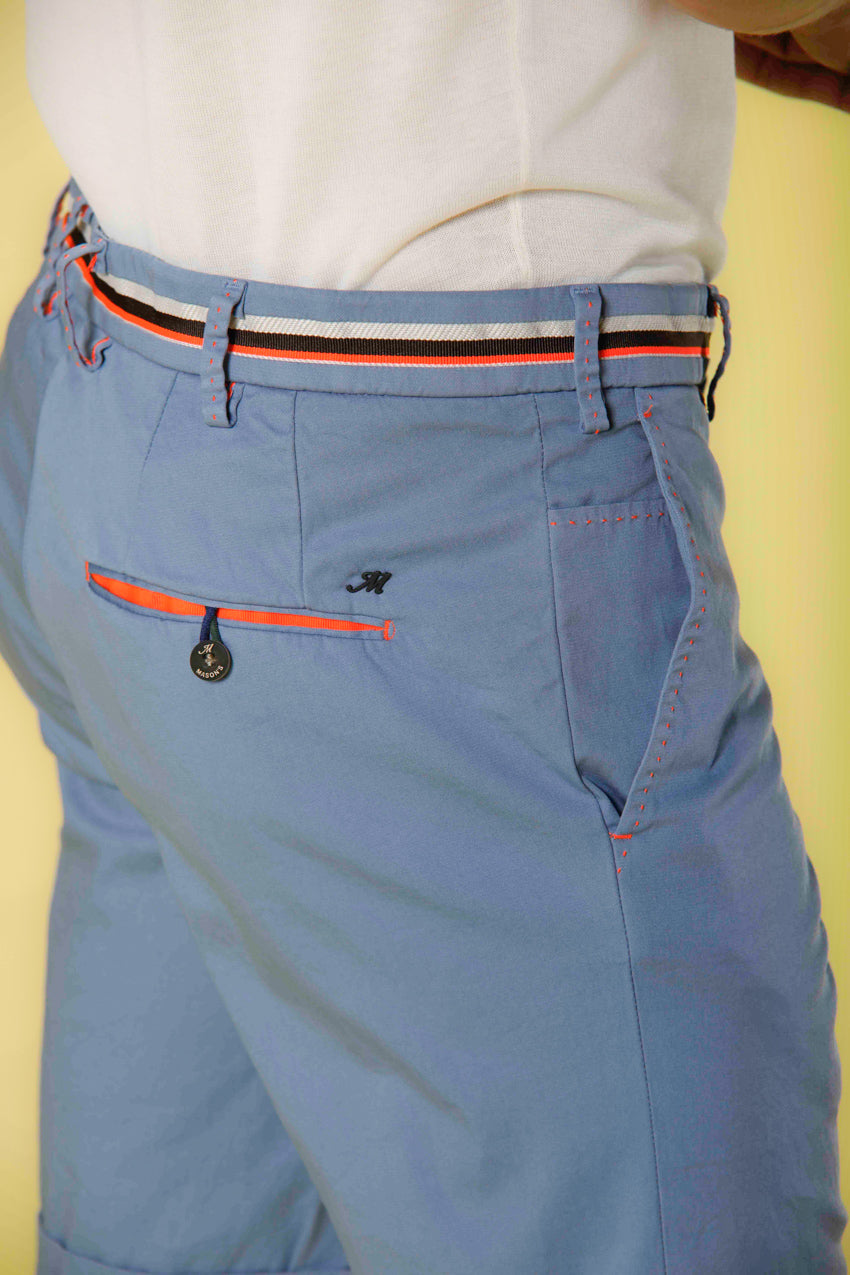 immagine 4 di bermuda chino uomo in raso stretch modello Milano start colore celeste slim fit di Mason's