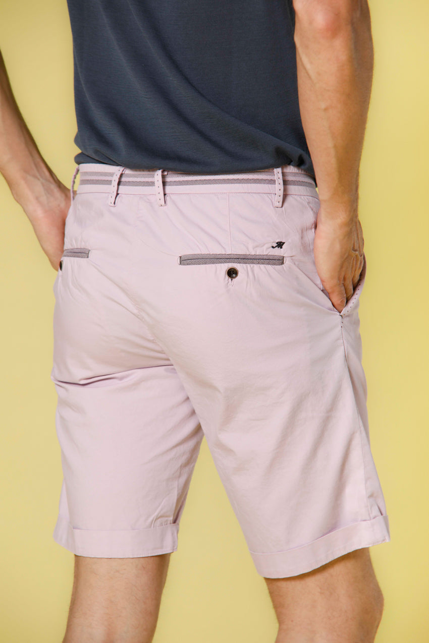 image 4 of men's chino bermuda in stretch gabardine with ribbons torino tapes model in wisteria slim fit by mason's