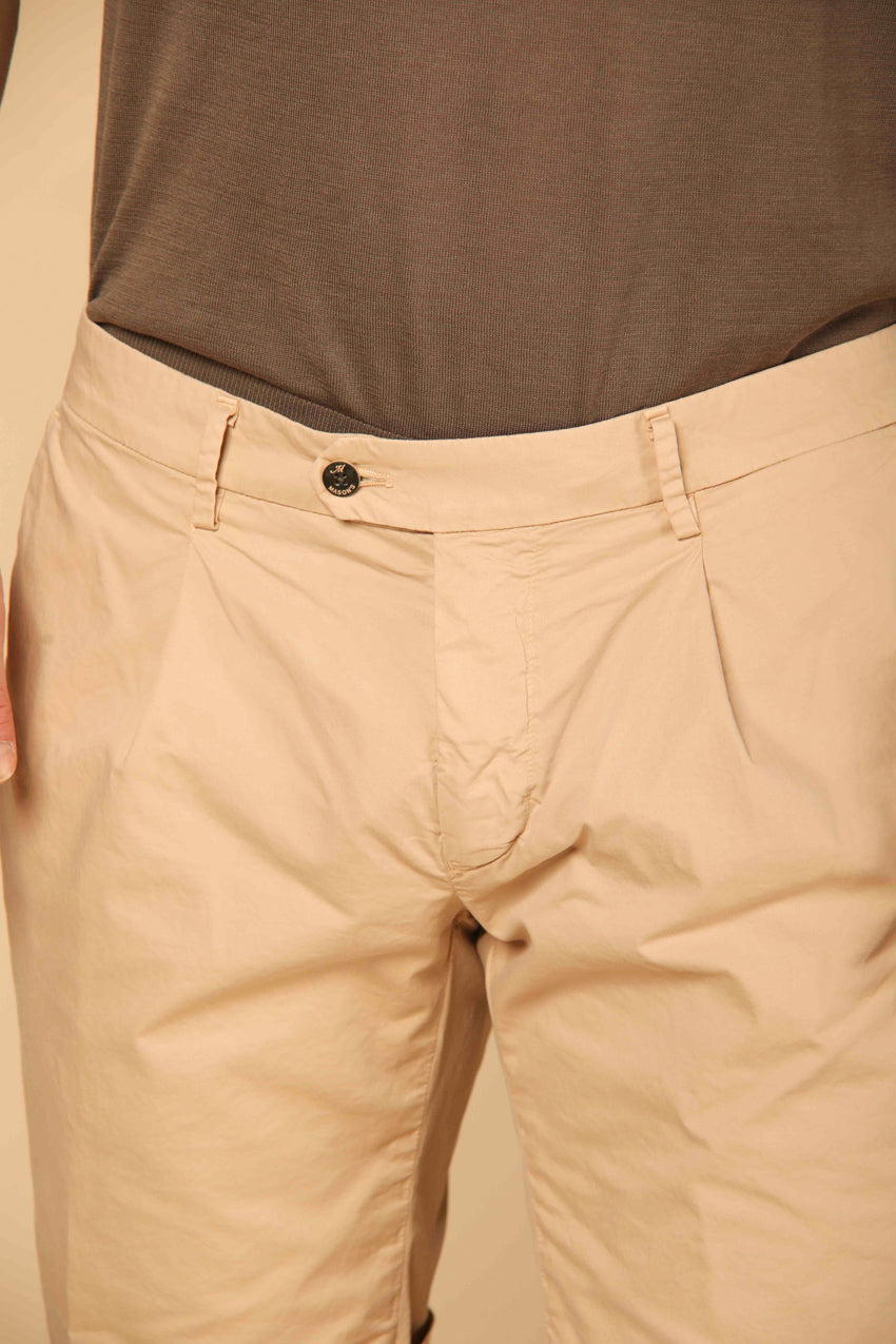 Image 2 of Mason's Genova Style model men's chino bermuda in dark khaki, slim fit