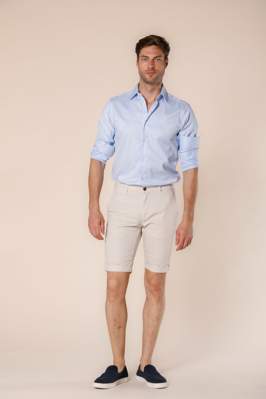 image 3 of men's chino bermuda in stretch gabardine london model in light stucco regular fit by mason's