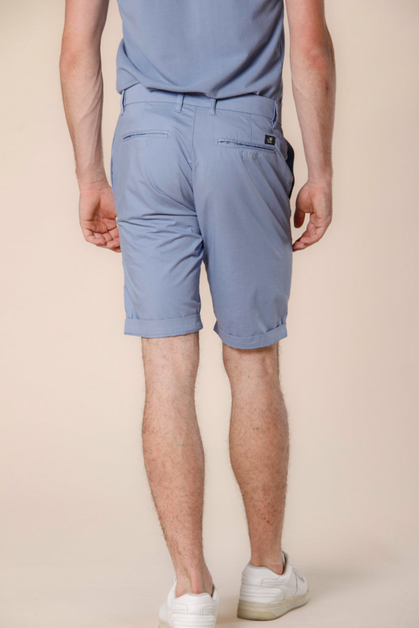 image 3 of men's chino bermuda in stretch gabardine london model in azure regular fit by mason's