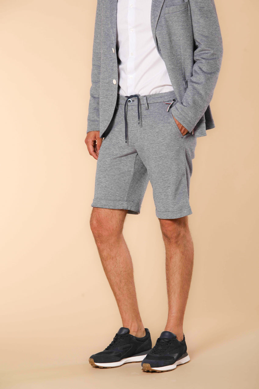 Torino Jog men's chino jogger bermuda shorts in double-faced cotton piqué, slim fit