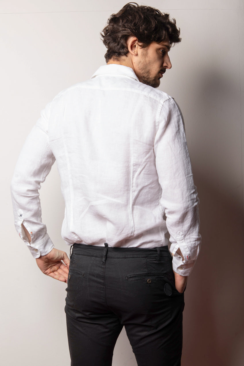 Image 4 of Mason's Torino model men's long-sleeve shirt in white, regular fit