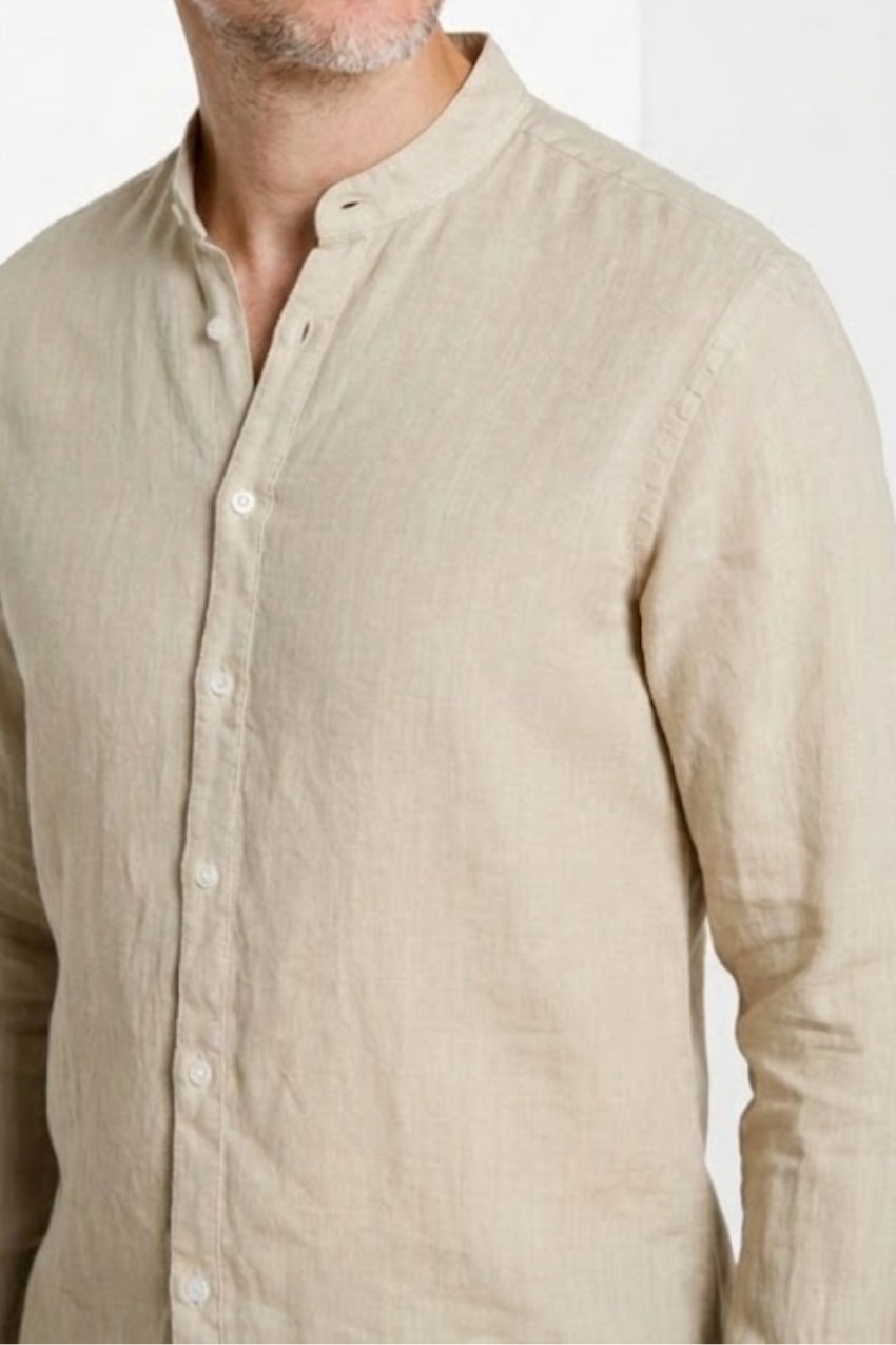 Porto camicia uomo in tela lino ①
