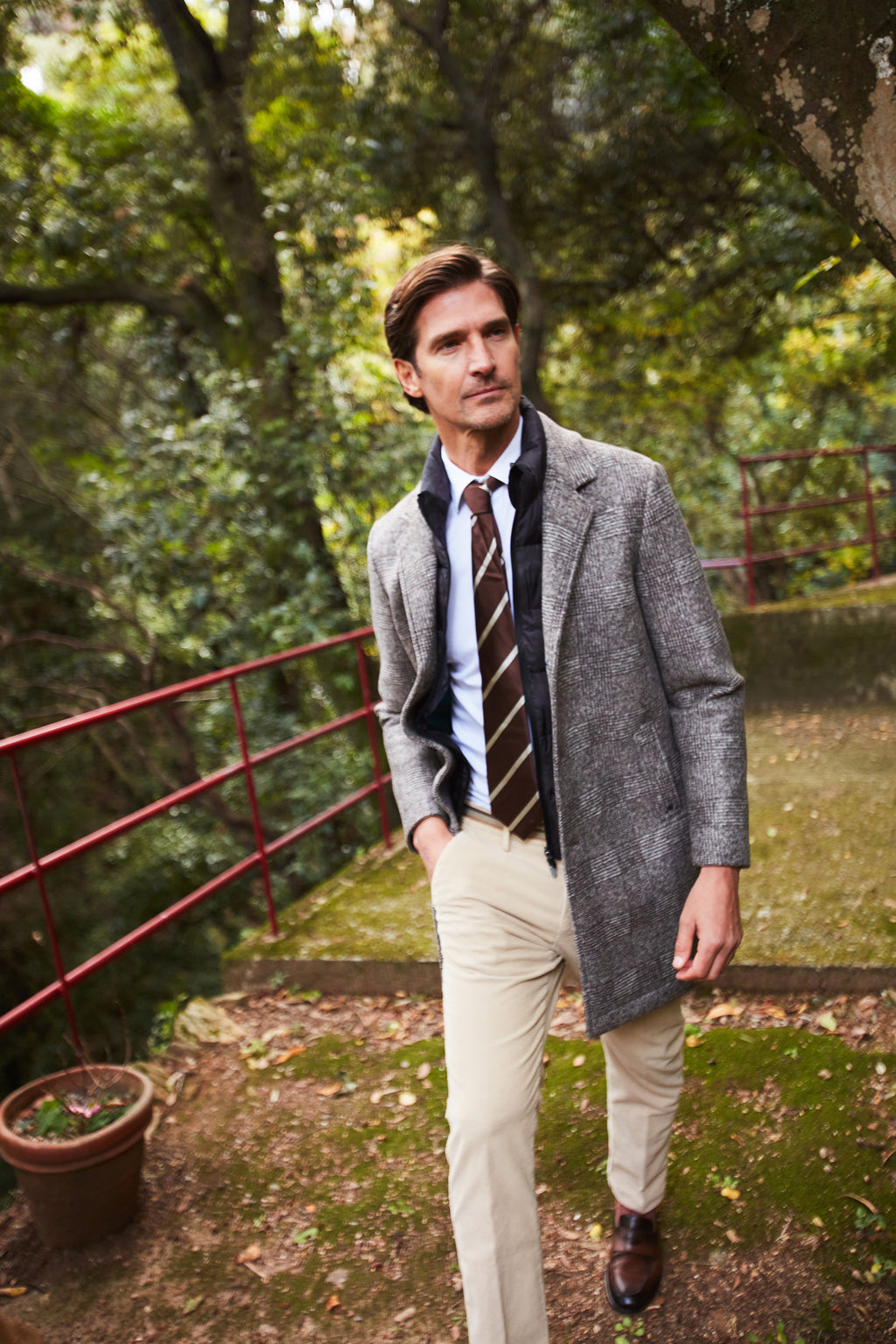 Los Angeles abrigo hombre en paño de lana estampado gales