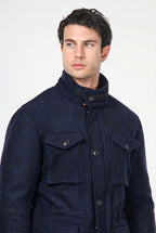 Field Jacket M74 hombre en paño efecto punto con estampado Príncipe de Gales