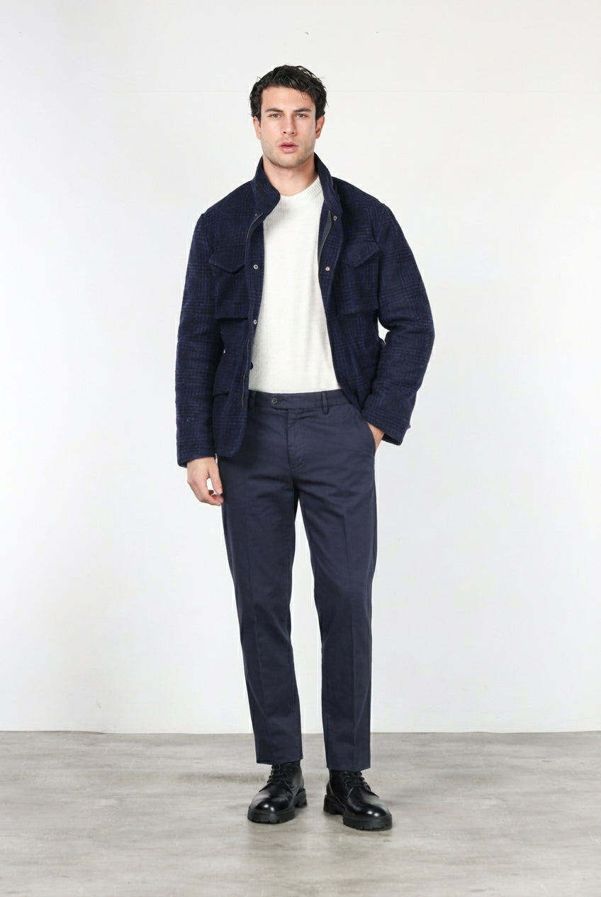 Field Jacket M74 hombre en paño efecto punto con estampado Príncipe de Gales