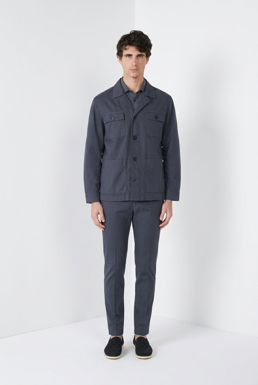 City Jacke Jacket Summer Herren aus Stretch-Baumwolle und Leinen-Kavallerietwill