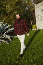 M74 Work Jacket field jacket uomo in panno quadro rosso