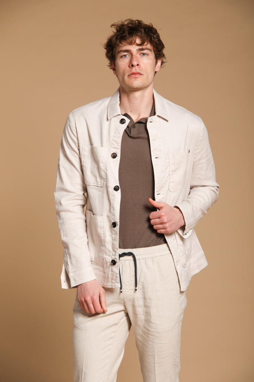 James overshirt uomo in twill di lino misto cotone