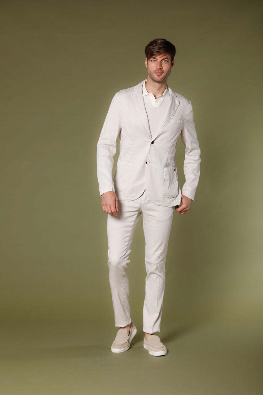 Immagine 2 di blazer uomo in twill di lino e cotone color stucco modello Da Vinci Summer di Mason's