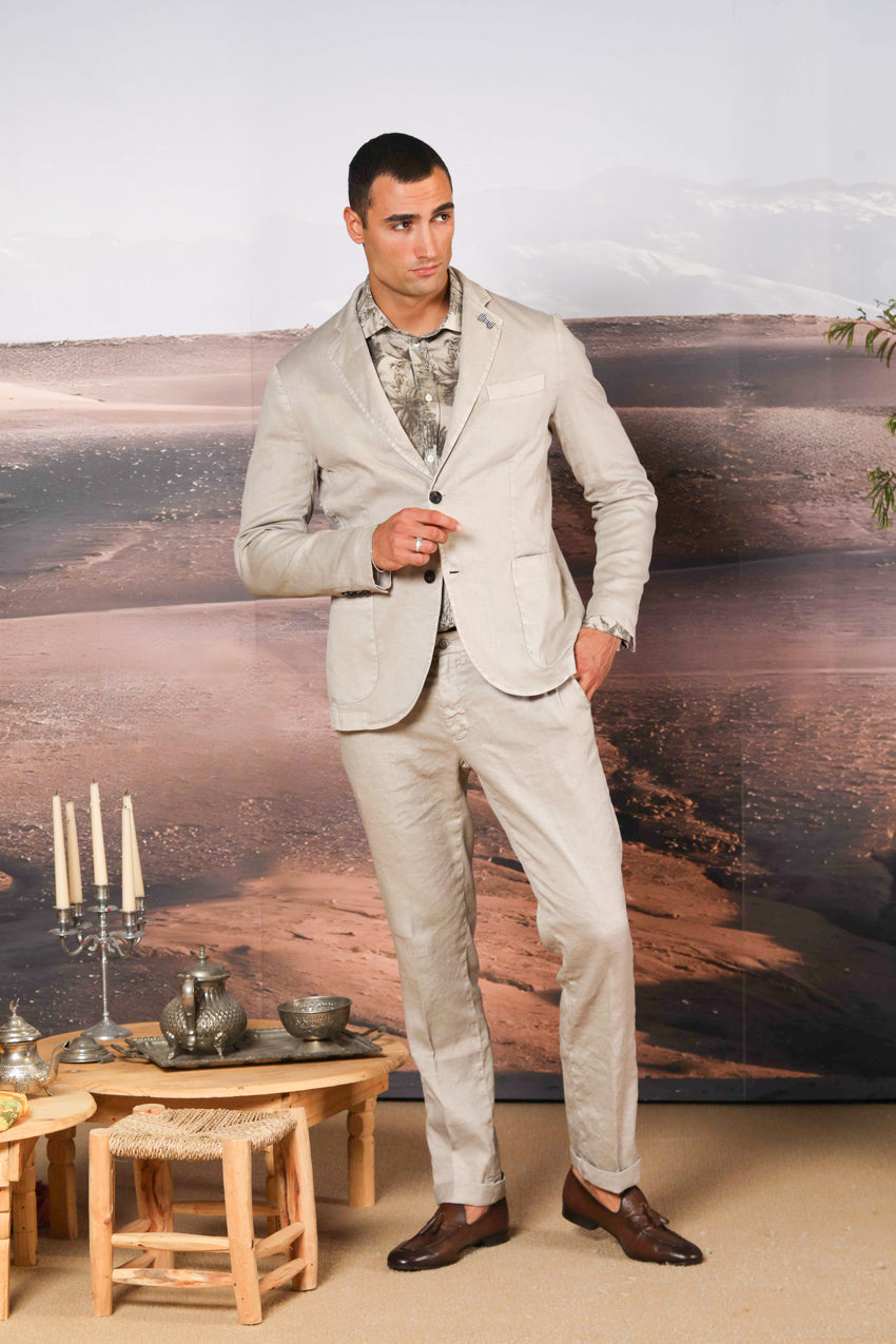 Da Vinci Summer Men's blazer in linen and cotton twill 